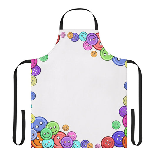 A button frame apron for sewing, crafting, and hobby activities