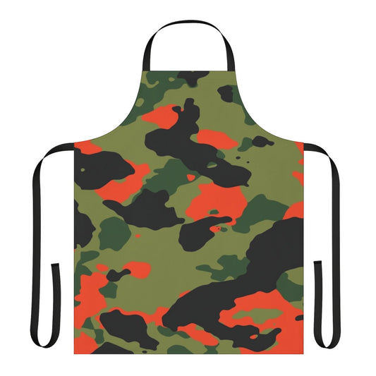 Orange and green camouflage patterned apron