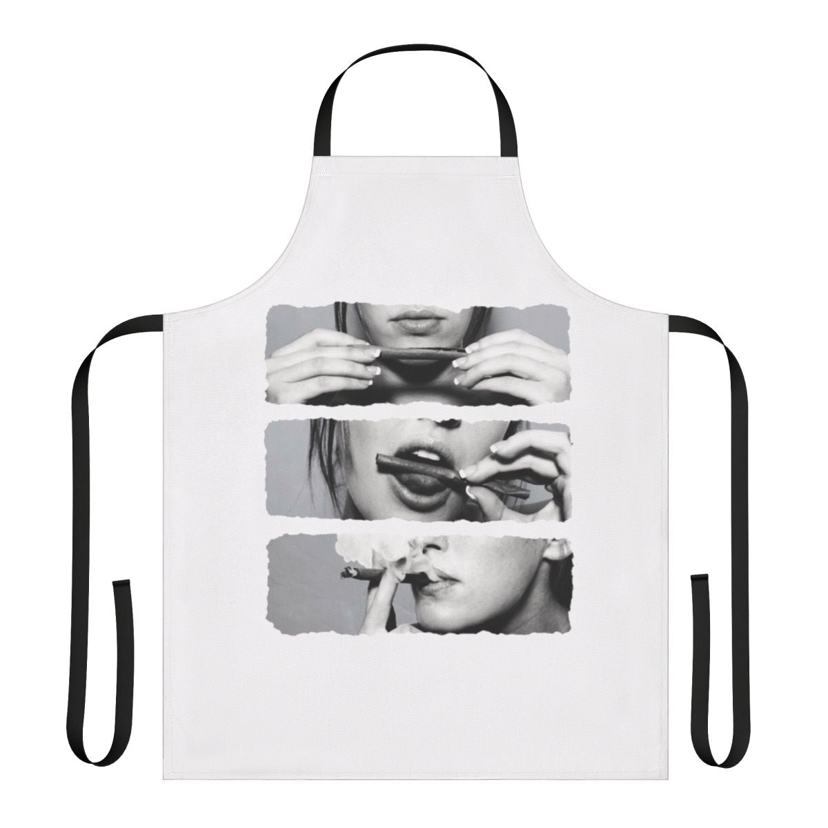 Illustration of a woman wearing a cannabis-themed apron