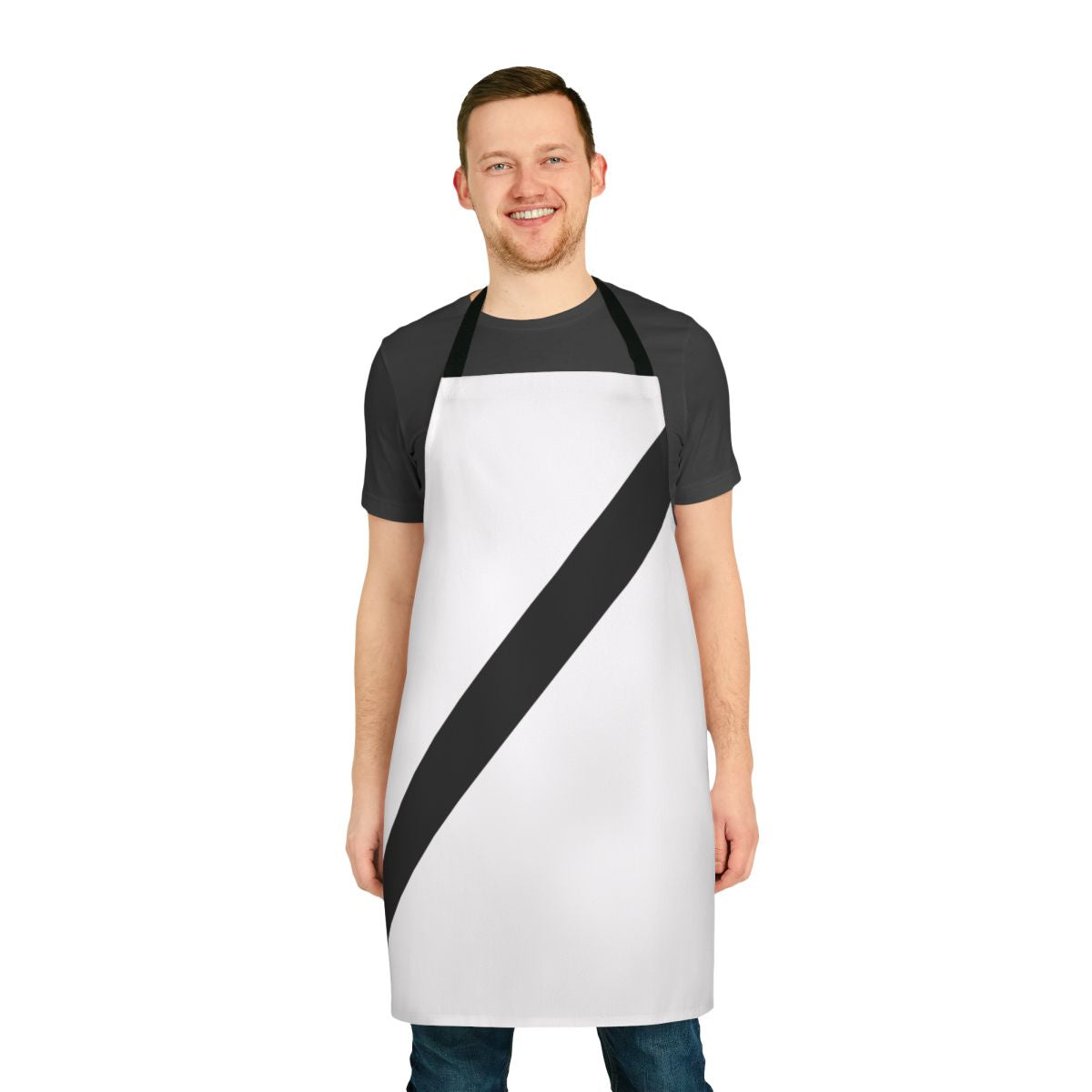 A stylish apron with a car seat belt design, promoting road safety and avoiding traffic fines.