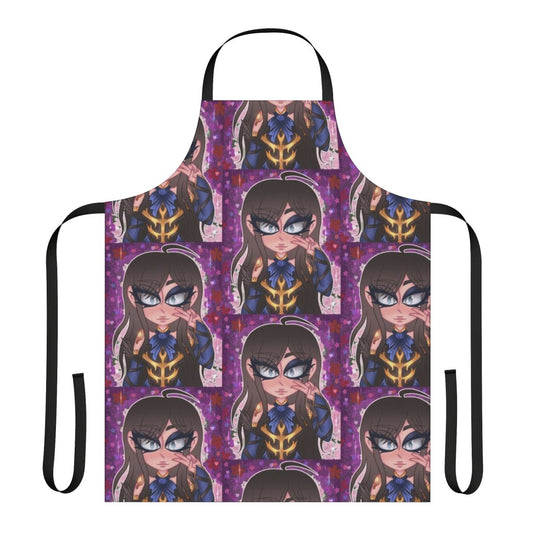 Castlevania-inspired purple goth anime-style kitchen apron featuring character Shanoa
