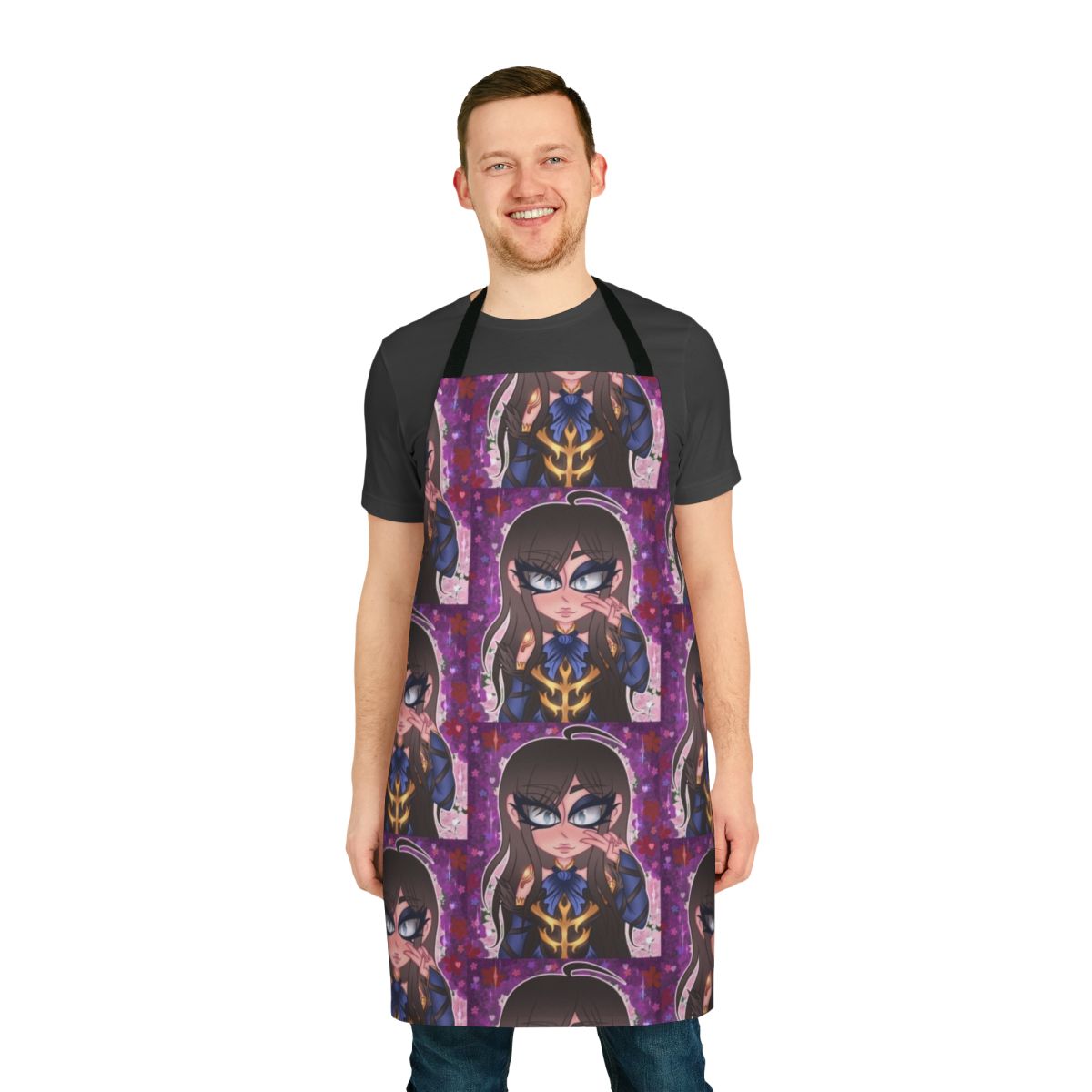 Castlevania-inspired purple goth anime-style kitchen apron featuring character Shanoa