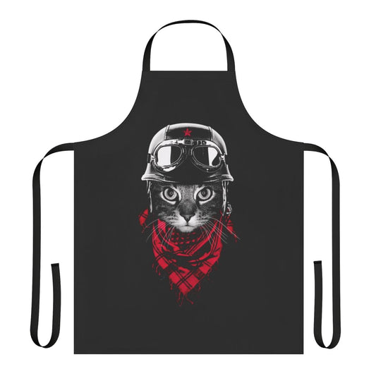 Adventurous cat graphic printed on a high-quality apron