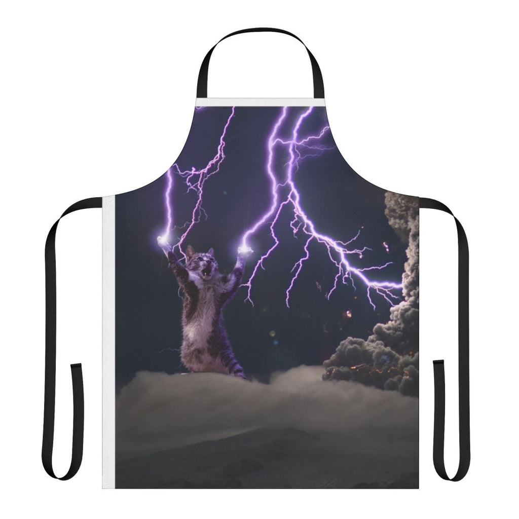 Cat lightning print design on a high-quality apron