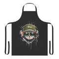 Apron featuring a cat wearing sunglasses and headphones, perfect for music-loving pet owners