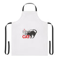 Model wearing a high-quality, cat-themed apron