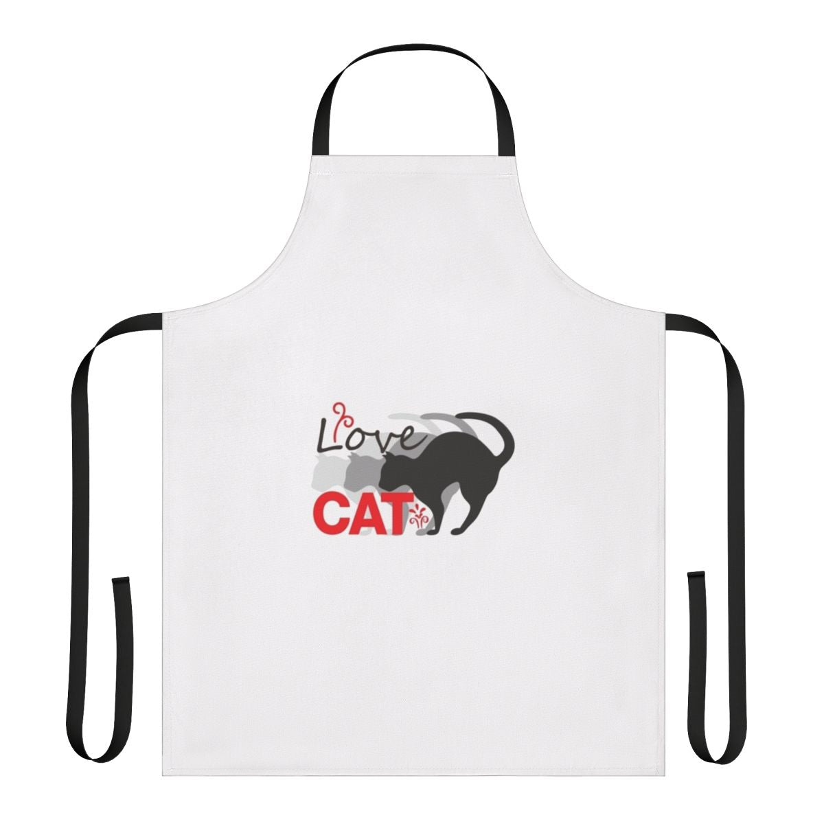 Model wearing a high-quality, cat-themed apron
