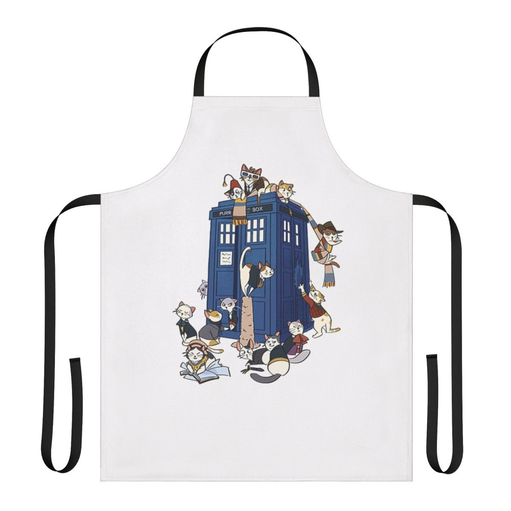 Cat-themed apron inspired by the popular sci-fi TV series Doctor Who