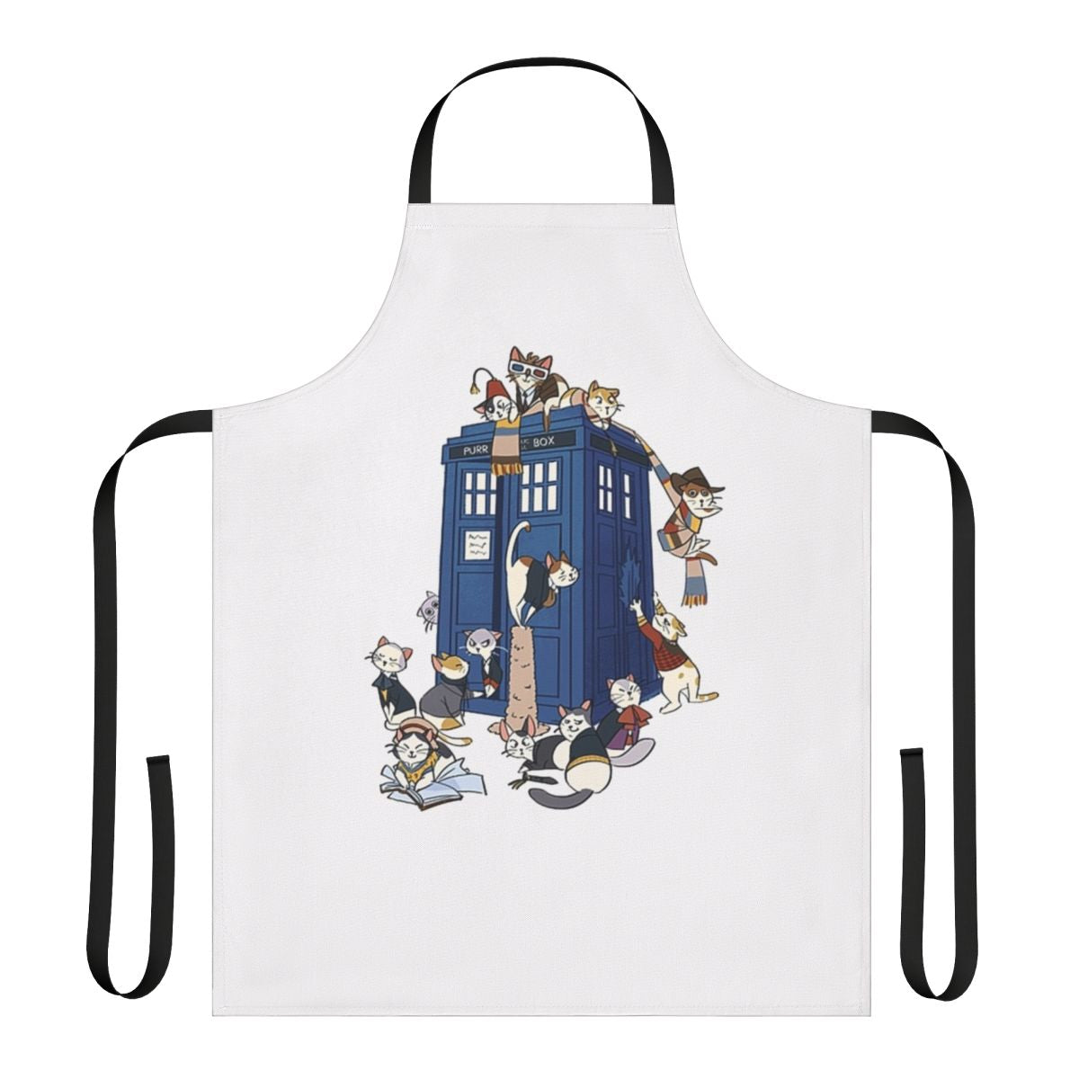 Cat-themed apron inspired by the popular sci-fi TV series Doctor Who