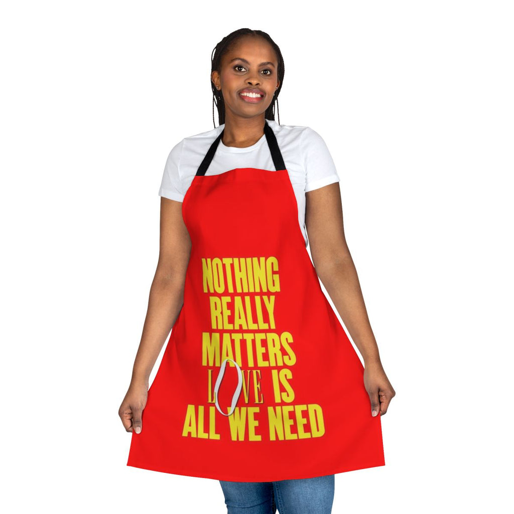 Stylish apron featuring iconic imagery and lyrics from renowned pop star Madonna