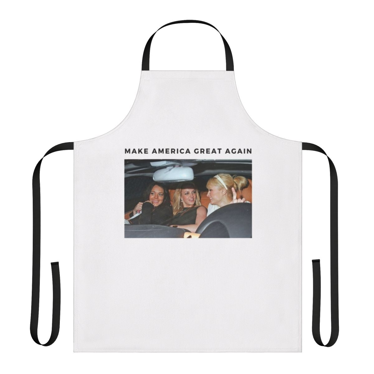 Stylish celebrity-inspired kitchen apron with names and imagery