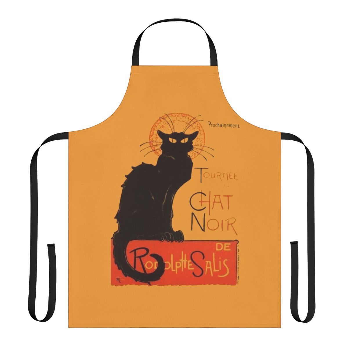 Chat Noir inspired black cat apron with vintage advertising art nouveau style design
