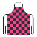 Black and pink checkerboard pattern apron with a cool, geometric design