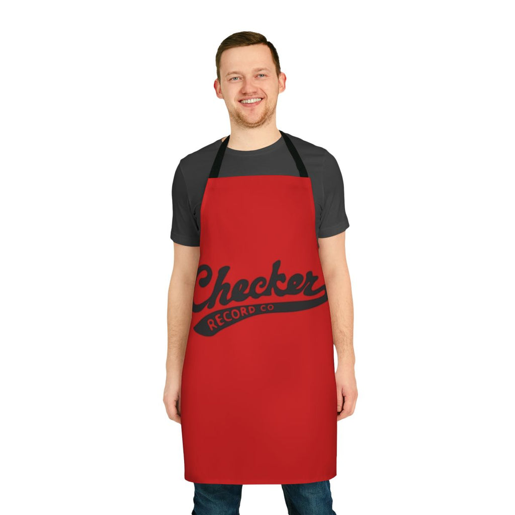 Checker pattern apron with "Checker Records" graphic, perfect for vinyl enthusiasts