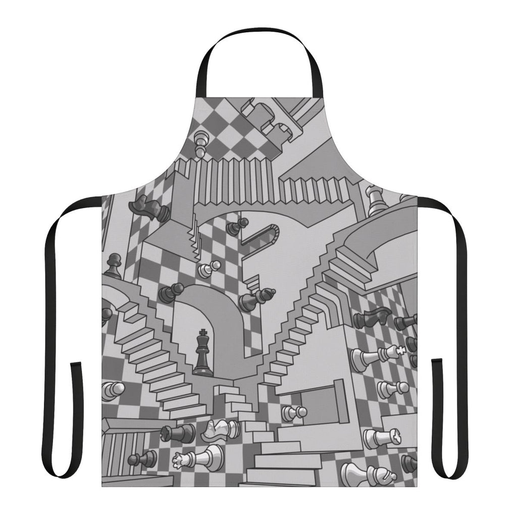 Checkered apron with a chess board pattern, perfect for the kitchen or gaming table.