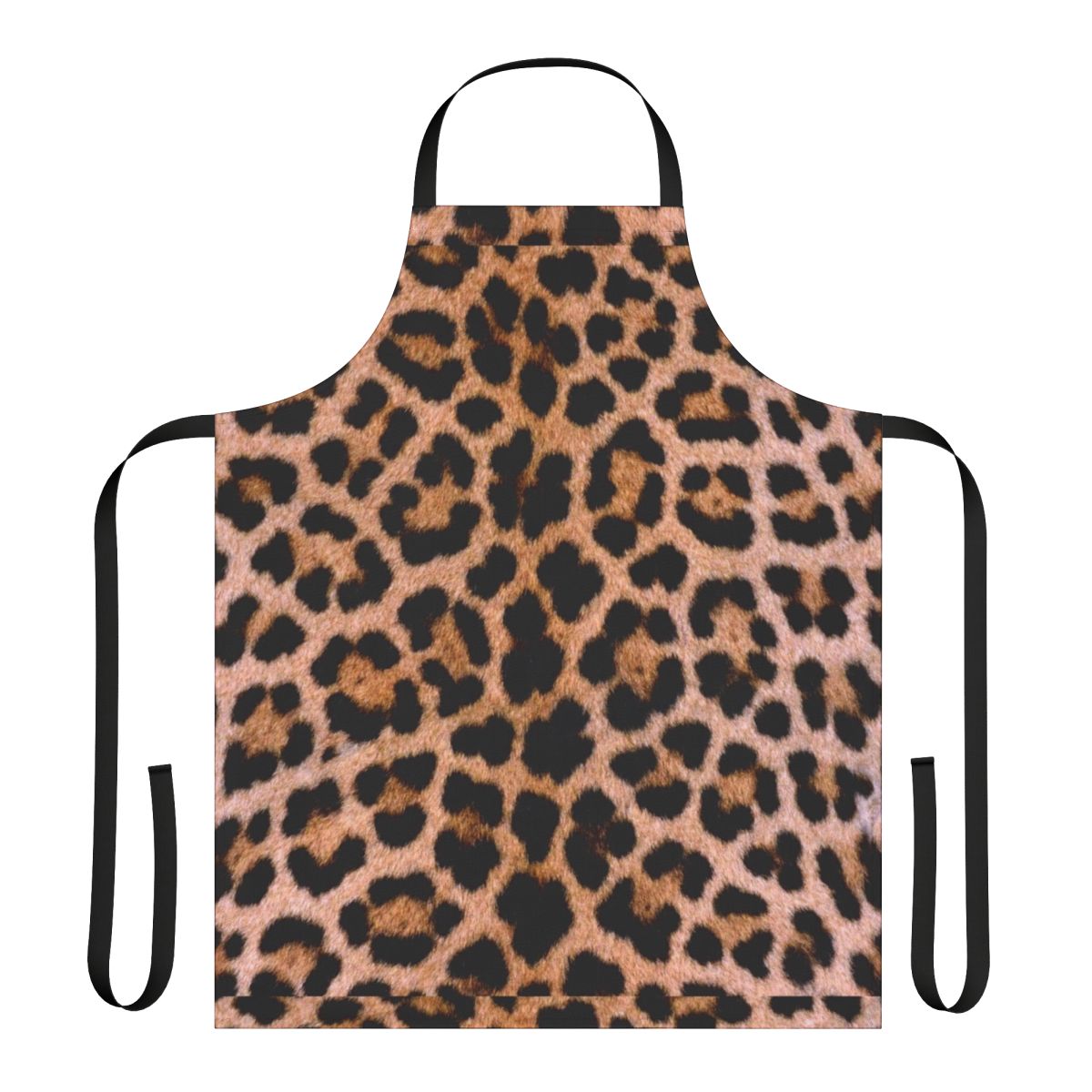 A cheetah print apron with a vibrant yet natural pattern, perfect for the modern kitchen.