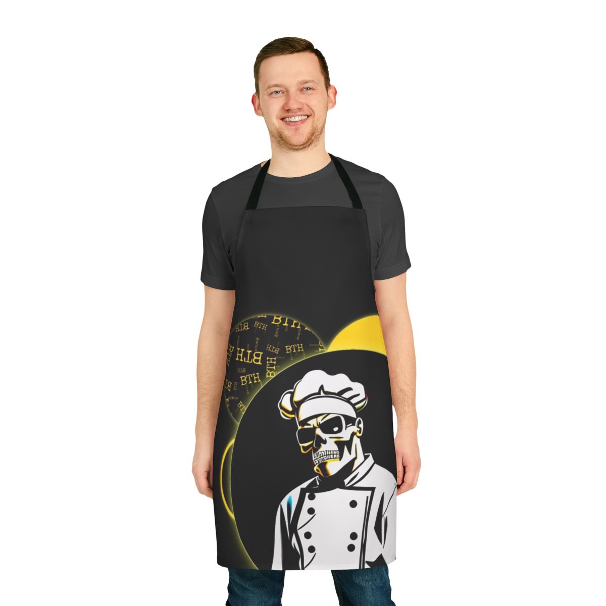 Stylish chef apron with skull design, perfect for passionate cooks in the kitchen