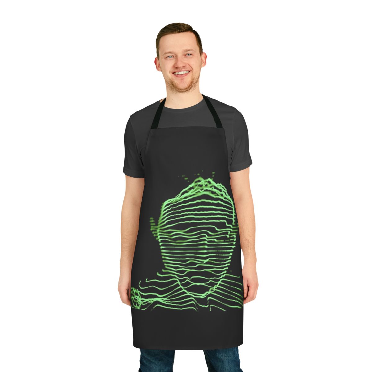 "Stylish apron inspired by the music of the Chemical Brothers"