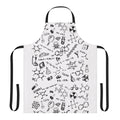 Colorful chemistry pattern design on a high-quality apron for science enthusiasts and lab professionals.