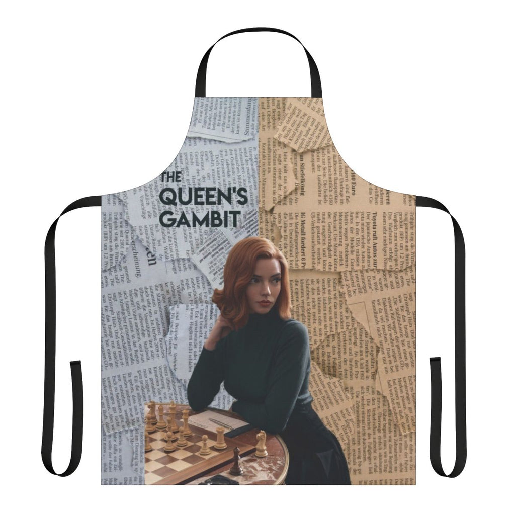 Chessboard-patterned apron inspired by the Netflix series The Queen's Gambit