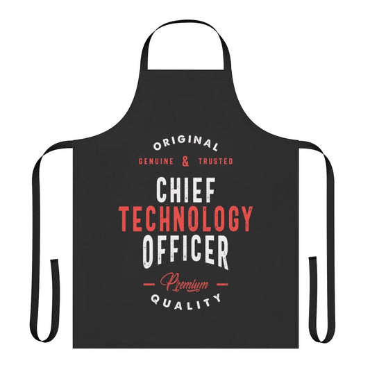 Chief technology officer wearing an apron with the focus keywords