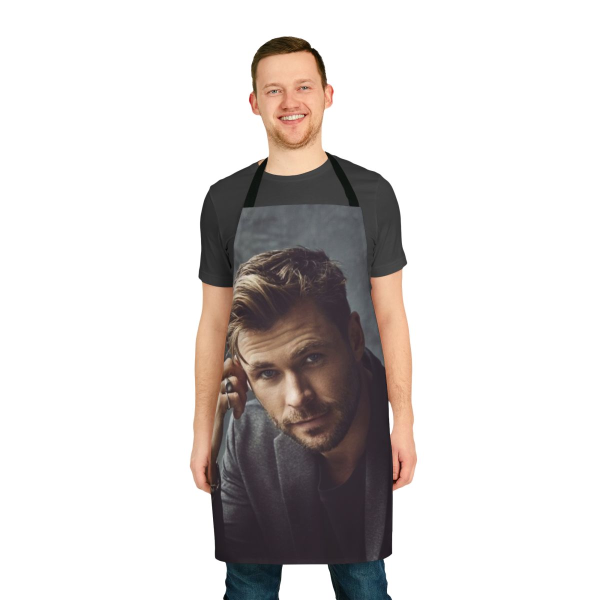 Apron featuring a portrait of actor Chris Hemsworth in his iconic Thor role