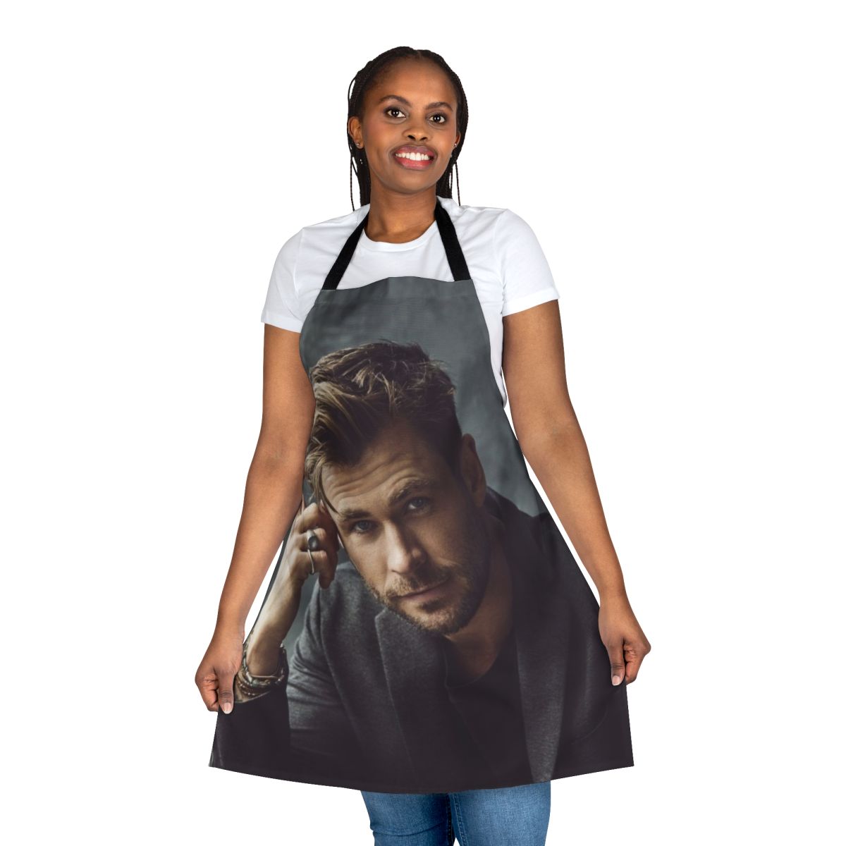Apron featuring a portrait of actor Chris Hemsworth in his iconic Thor role