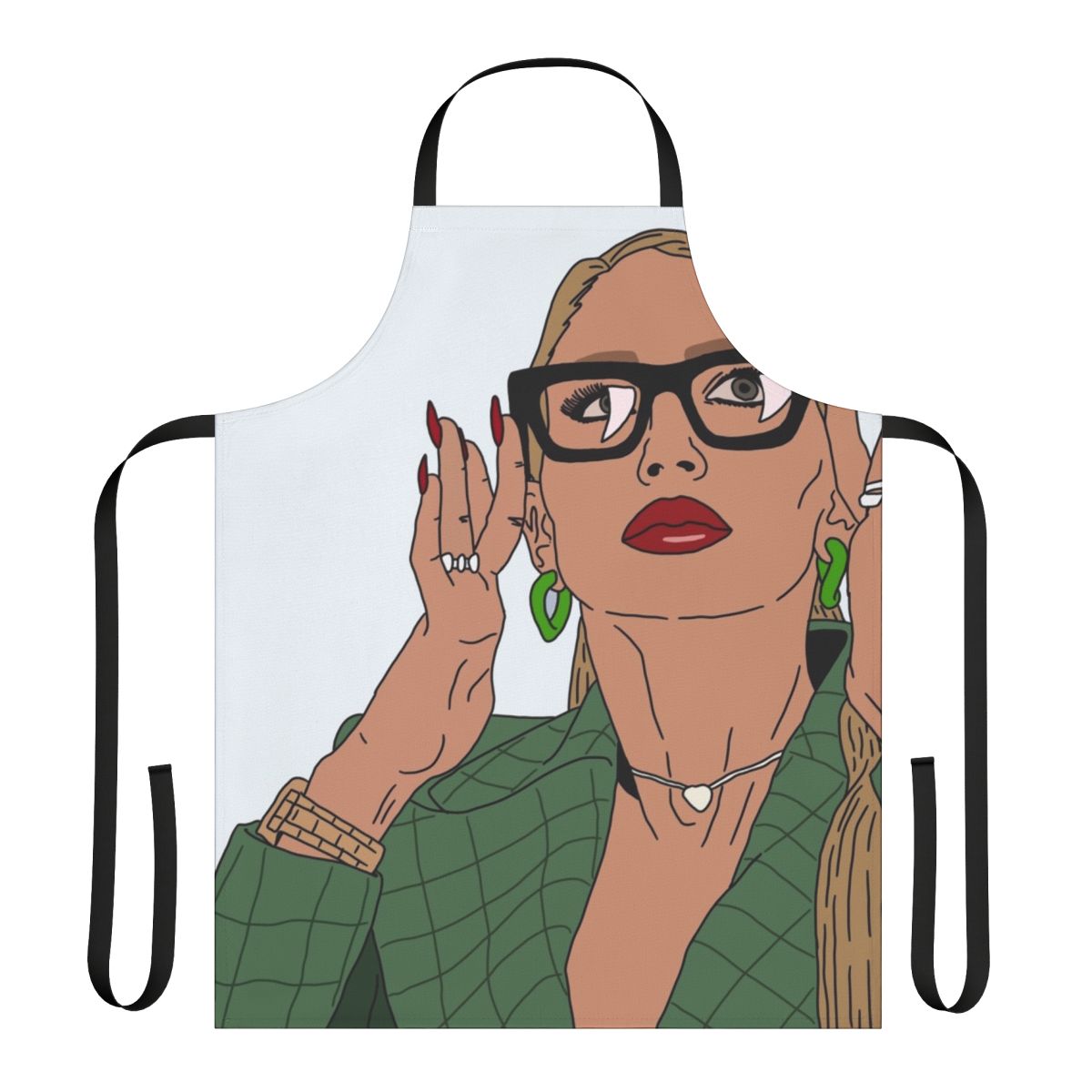 Elegant black and white apron inspired by Christine Quinn from the Netflix series Selling Sunset