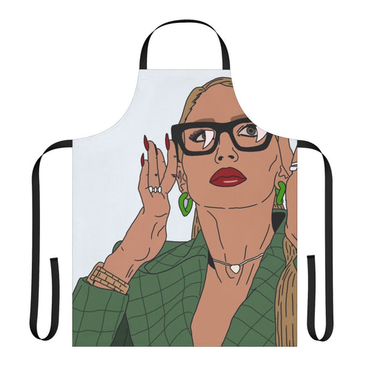 Elegant black and white apron inspired by Christine Quinn from the Netflix series Selling Sunset