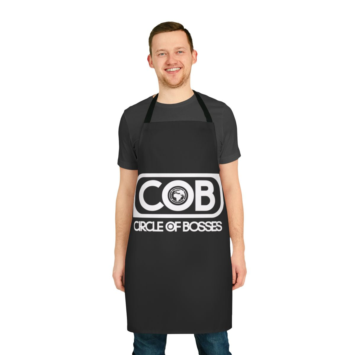Circle of Bosses themed kitchen apron for boss or leadership cooking
