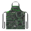 Circuit board design apron with green and black circuit board pattern