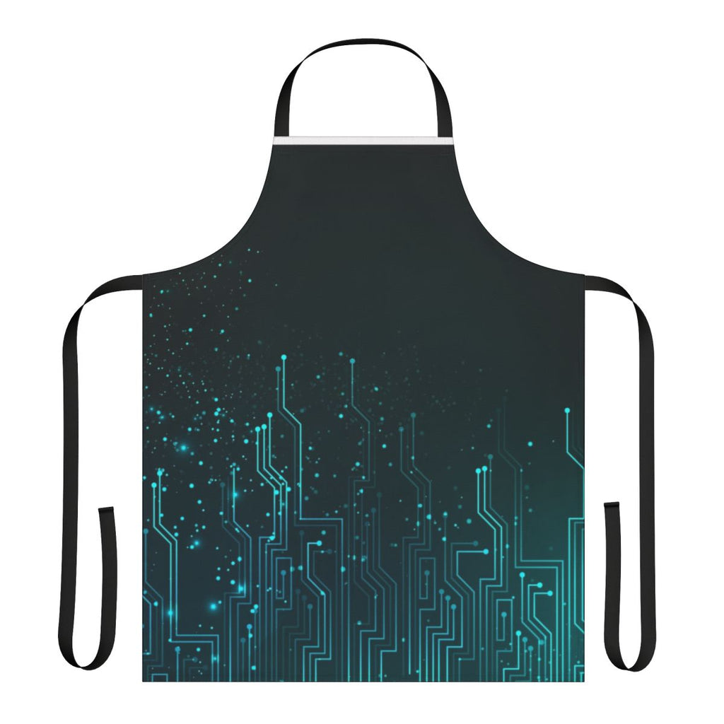 Colorful apron with a circuit board design, perfect for technology fans