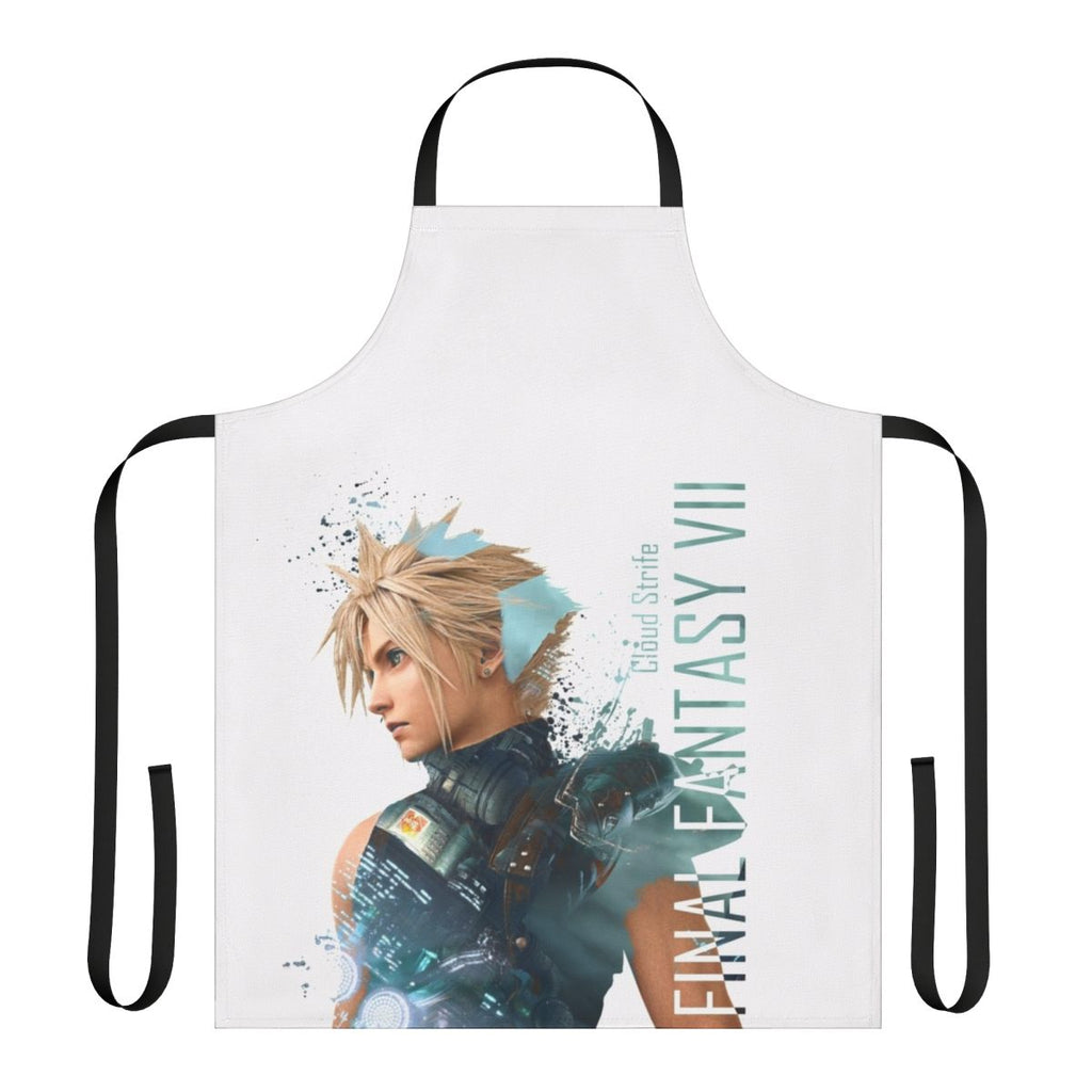 A high-quality apron featuring the iconic character Cloud Strife from the beloved Final Fantasy VII game.