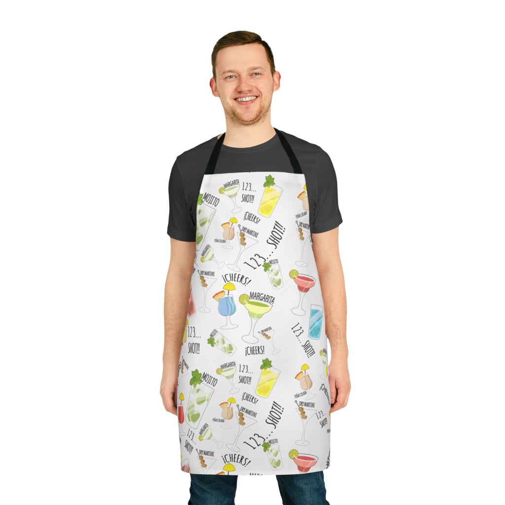 Fashionable cocktail-themed apron for bartenders and at-home cocktail makers