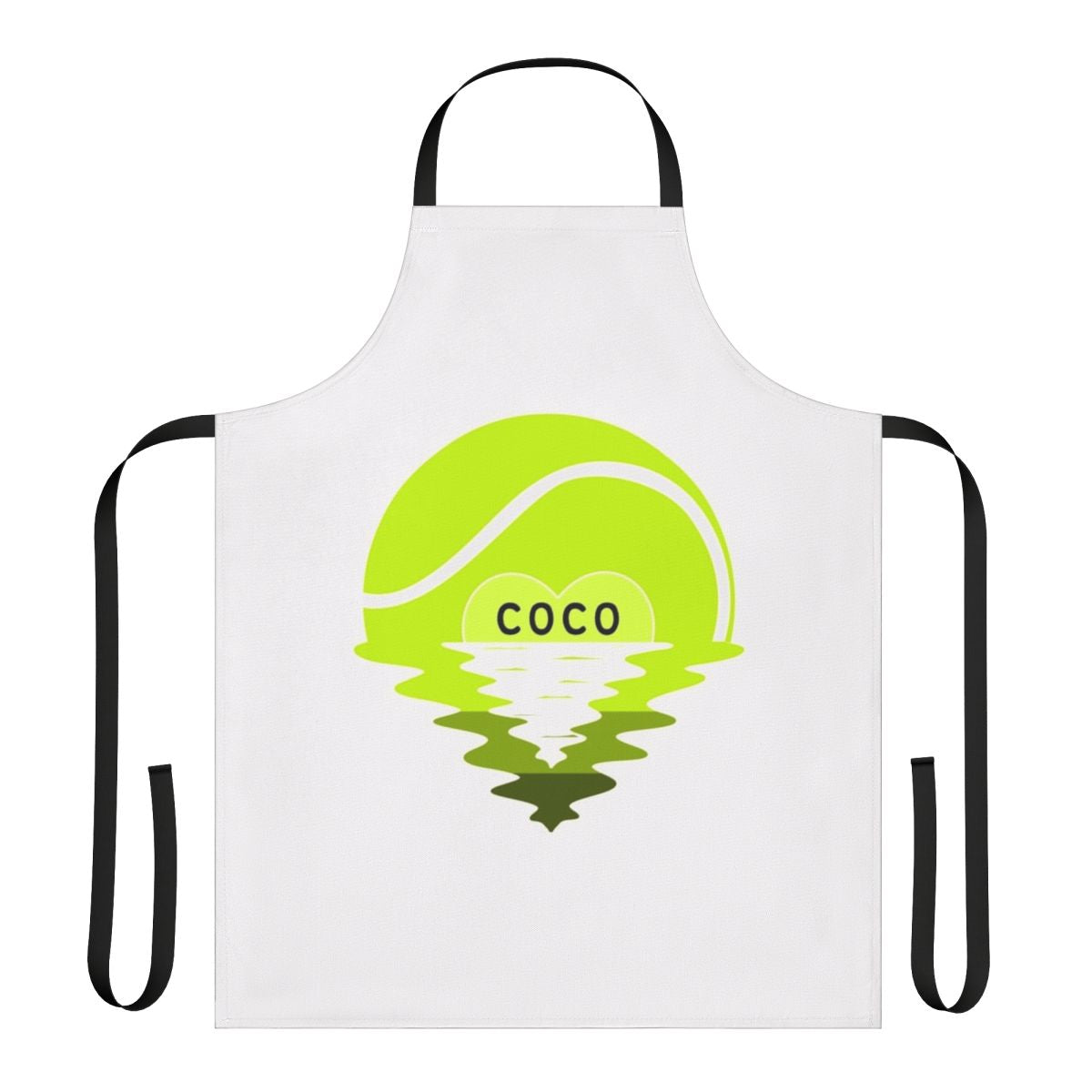 Apron featuring the text "Call Me Coco Gauff" and design elements related to tennis