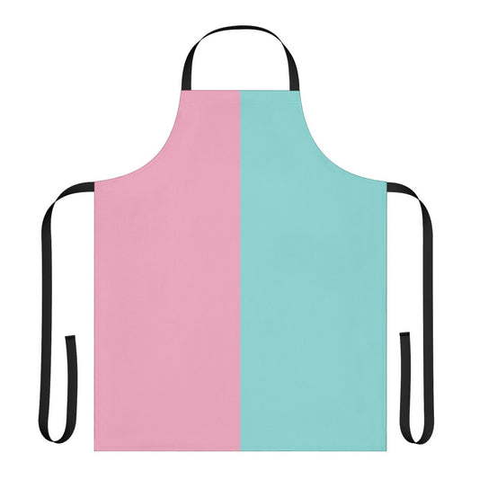 Minimalist half pink and blue colored apron with a simple, modern design