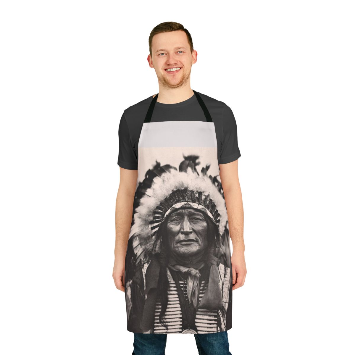 Comanche-inspired apron with tribal patterns and earthy tones