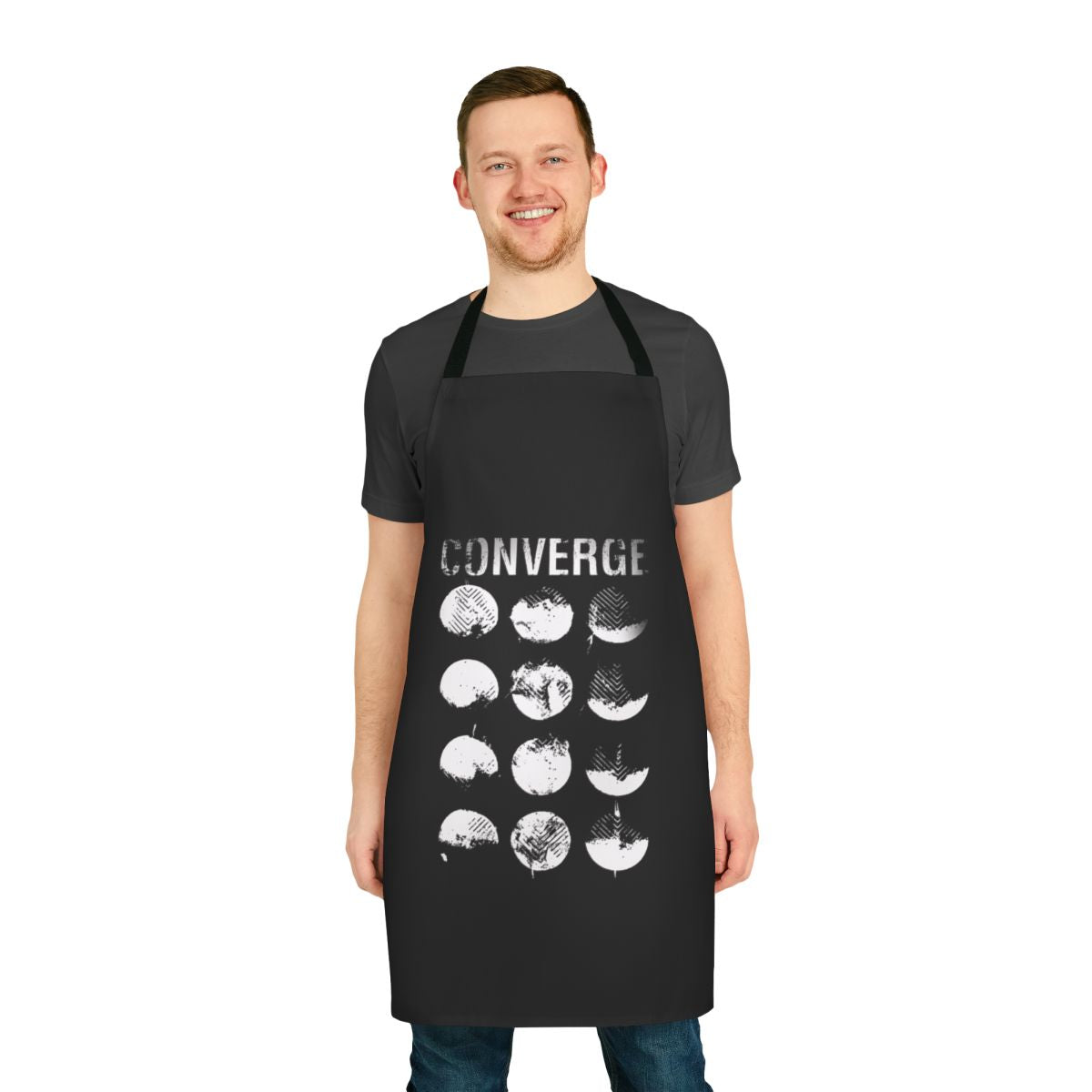 Converge band logo printed on a high-quality cotton apron