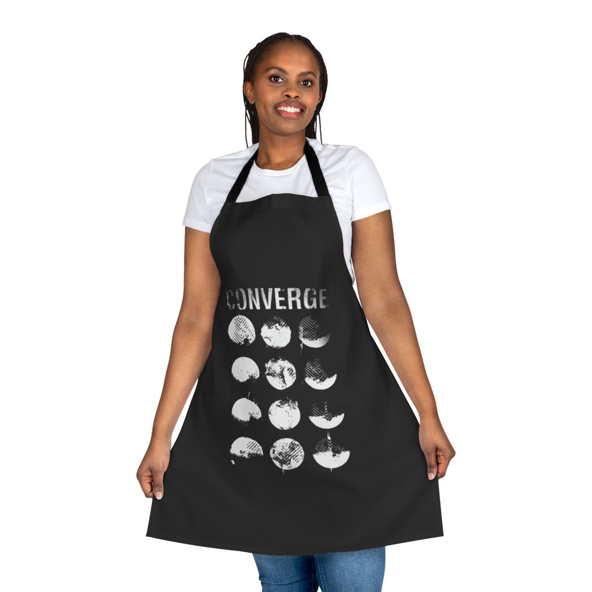 Converge band logo printed on a high-quality cotton apron