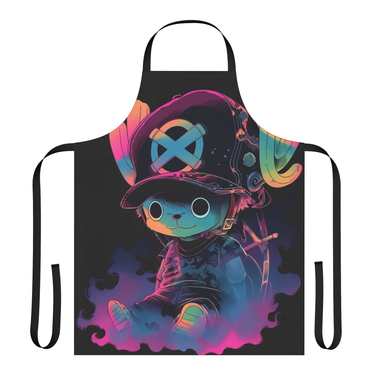 A colorful and unique cotton candy graffiti-inspired apron for the kitchen.
