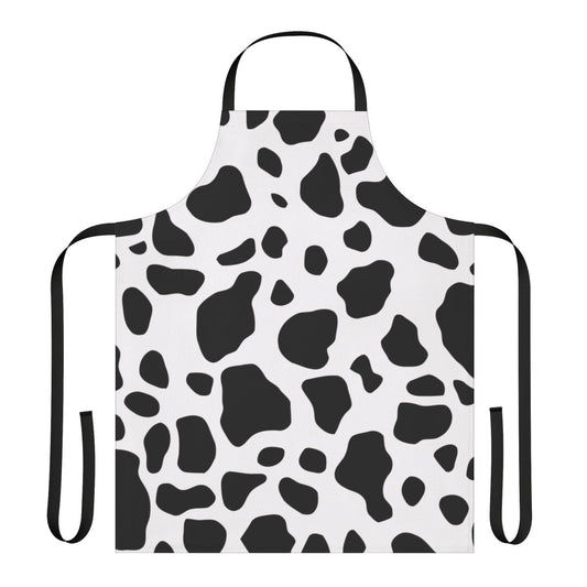 Cow print apron with a fun, farmhouse-inspired design for cow enthusiasts