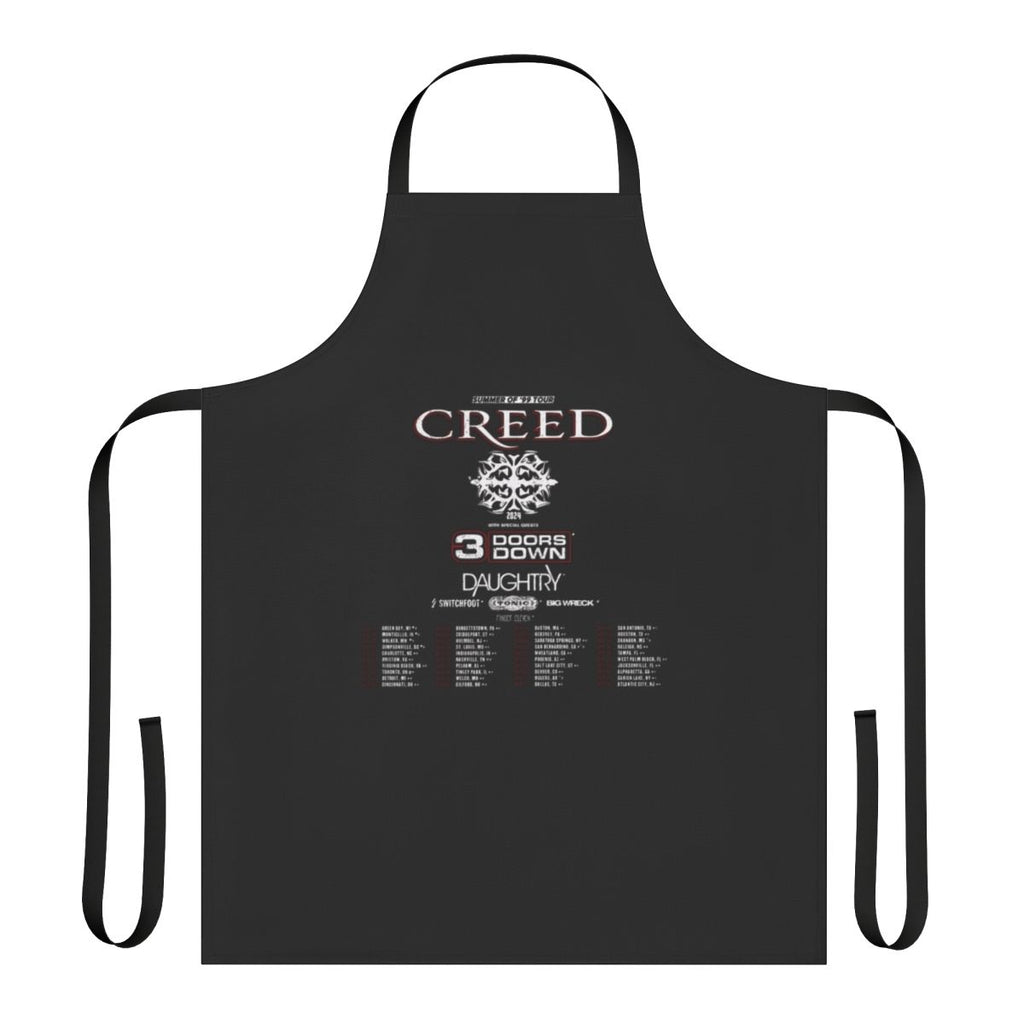 Creed-inspired summer apron with band logo and tour references