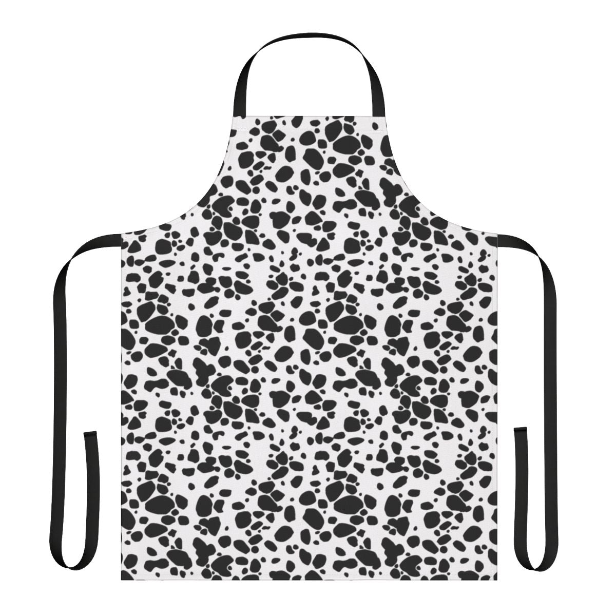 Dalmatian print apron with a unique black and white spotted design