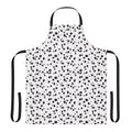 Dalmatian dog print kitchen apron with black and white spotted pattern