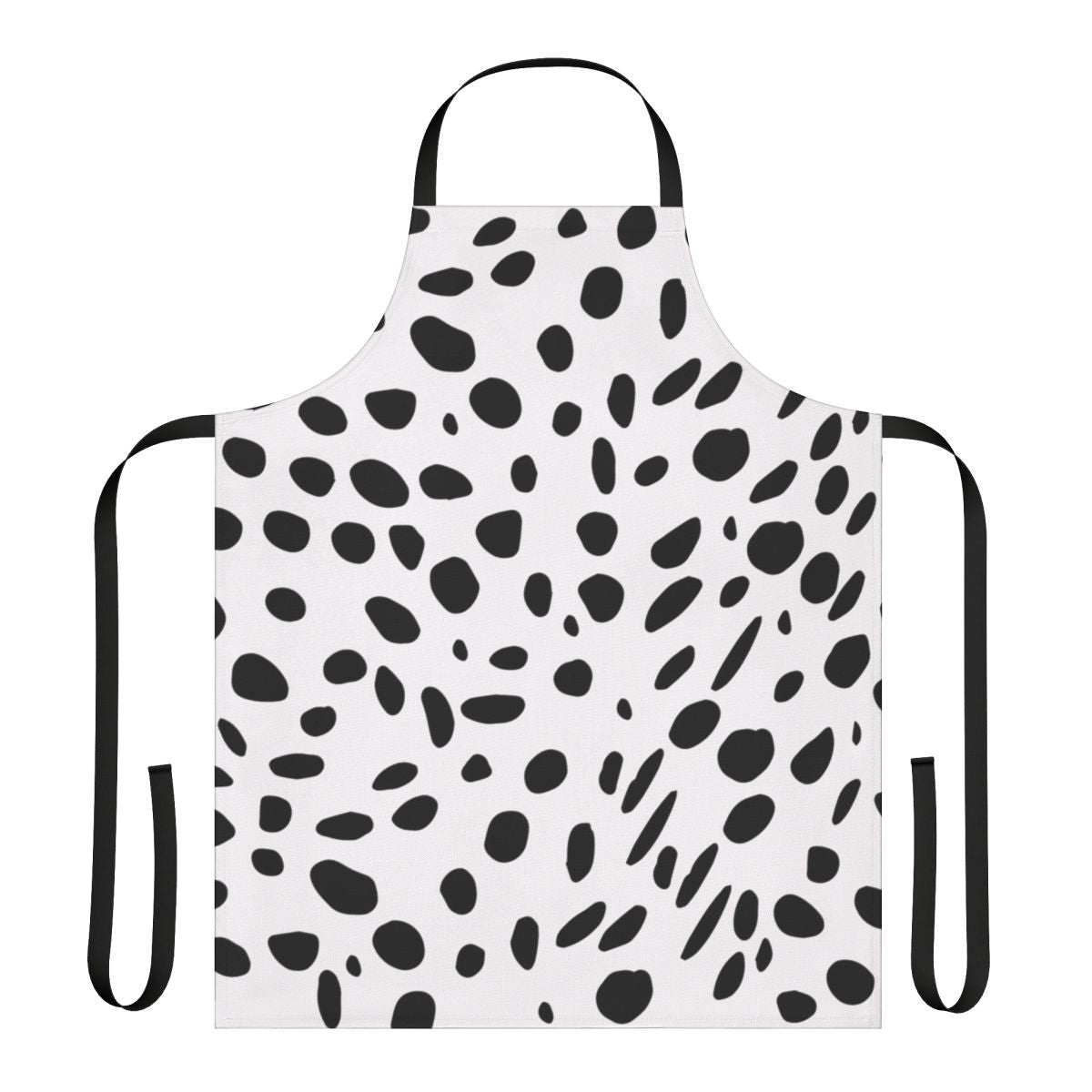 Dalmatian print pattern apron with a modern, minimalist design