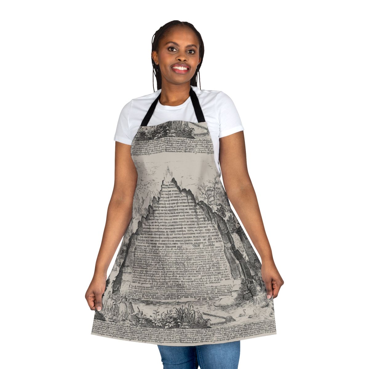 Dark-themed apron featuring the phrase "Sic Mundus Creatus Est" from the Netflix series Dark