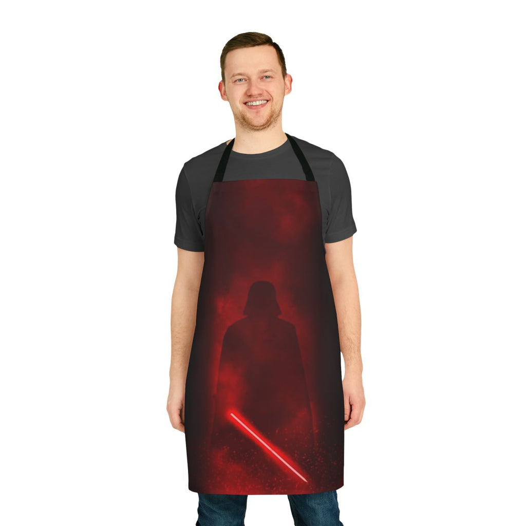 Sleek black apron with Darth Vader inspired design for Star Wars enthusiasts