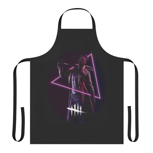 A dark neon trickster-inspired gaming apron for enthusiasts