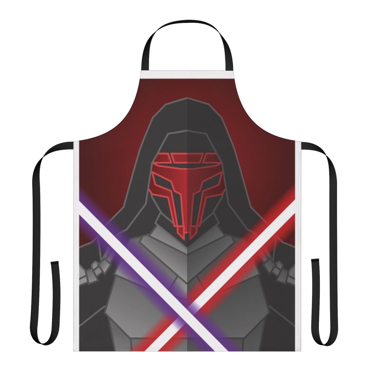 A sleek and durable dark-colored apron with a bold, sci-fi inspired design for passionate Star Wars fans.