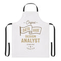 Data base analyst wearing a stylish apron with typography design